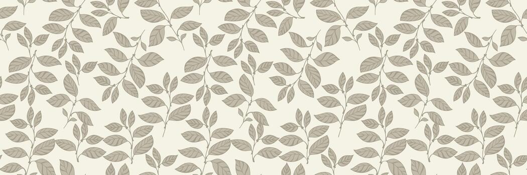 pastel sin costura modelo presentando beige hojas y ramas en un ligero antecedentes. Perfecto para fondo de pantalla, textil diseño, envase papel, y temática botánica creativo proyectos vector