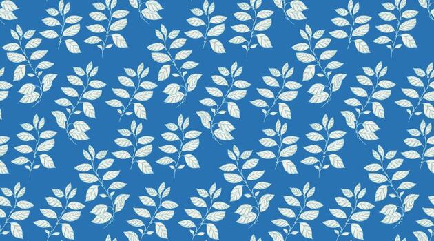 Seamless botanical pattern with delicate soft blue leaves on blue background. Ideal for textiles, wallpapers, packaging, and eco-friendly branding. Minimalist and elegant design for various uses vector