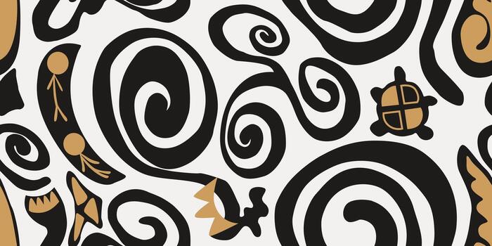 resumen geométrico espiral sin costura modelo y Tortuga motivo. vector