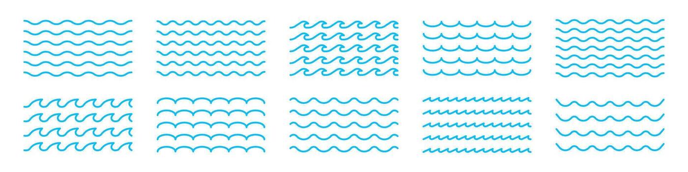 Wave line icon. Sea wave ornament pattern. Wavy zigzag lines. Editable line width vector