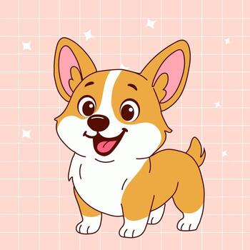 Smiling Corgi Dog Character in Flat Style vector