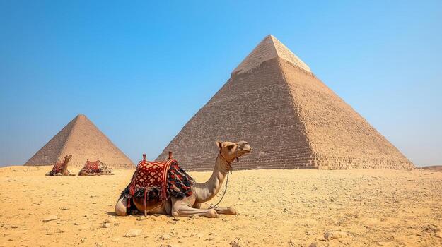 Camel near the Pyramids of Giza photo
