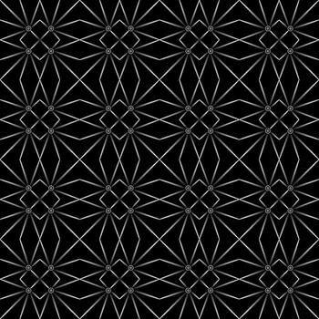 Geometric seamless pattern. Sharp straight lines on black background. Gothic magical illusion ornament. Mosaic square tile. Monochrome black design for web, home decor, textile. vector