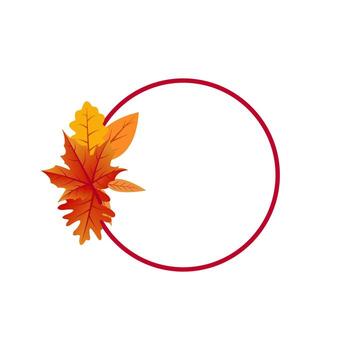 Red Frame with Oak Leaves Minimalist Design for Print vector