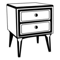 retro mesita de noche con dos cajones clásico medio siglo de madera cabecera mesa, minimalista Clásico muebles, negro y blanco ilustración vector