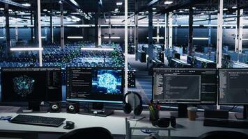 data Centrum pc skärmar övervakning backend hårdvara prestanda Begagnade i ai llm modell utveckling och automatisering arbetsbelastningar. arbetsstation monitorer övervaka server riggar Utrustning video