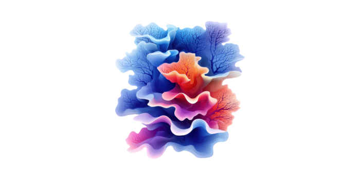 abstrato colorida orgânico estrutura. vibrante 3d arte representando natureza e complexidade isolado em transparente fundo png