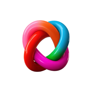 colorida entrelaçados toro formas. abstrato 3d arte simbolizando unidade e complexidade isolado em transparente fundo png