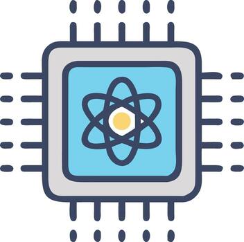 Quantum Processor Atom Icon chip science vector