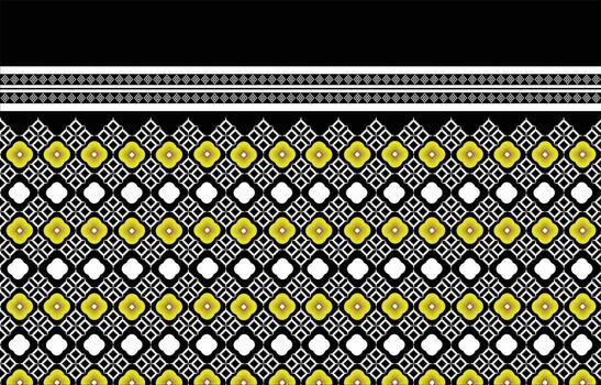 Design of black and white lattice fabric pattern on black background for printing vector