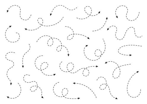 Dotted arrows set isolated on white background. pointers collection. Back, next web page sign. vector