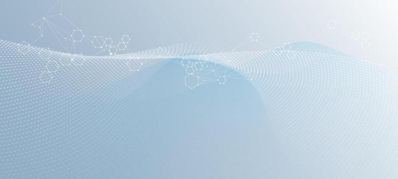 Abstract technology with molecule, geometric shape, Flowing dot particle wave flow line, pattern wave and dot, wireframe on white background. technology network science communication concept vector