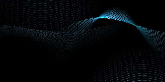 Abstract motion, smooth, light blue wave line pattern, dot particle. Curve and fluid shape on black background. Illustration modern graphic design for luxury wallpaper, futuristic technology vector