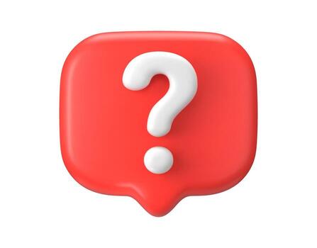 3d question mark. Red bubble ask. Speech sign for solving problems and getting an answer in support chat. vector