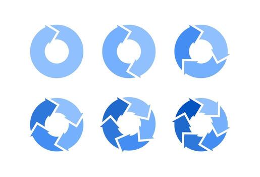 Circular arrows for cycle infographics. Diagram consisting of sections or steps. Set isolated on white background. vector