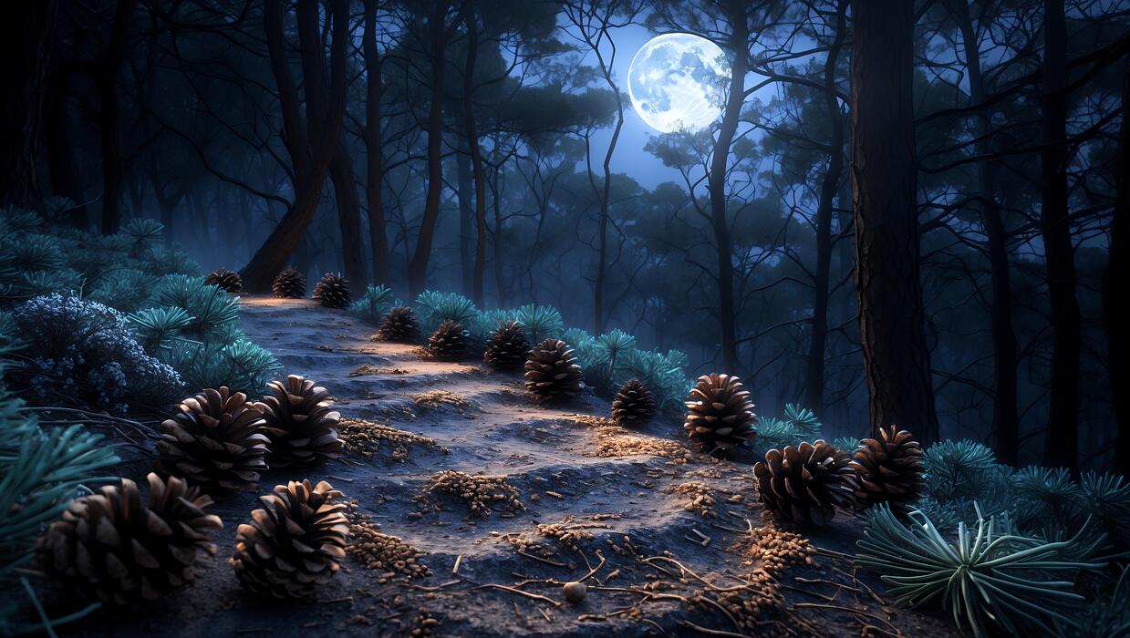 キャンバスドローイング『The forest at night』 Night Sky