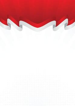 ndonesian Independence Day Background with Modern Red and White Ribbon Curve on Bright Gradient Sunburst vector