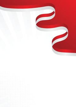 Dynamic Ribbon Design with Red and White Flag Colors, Gradient Background and Dotted Halftone Circle Centerpiece vector