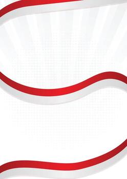 Patriotic Red and White Ribbon Illustration with Curve Movement and Bright Background, Ideal for Independence Event vector