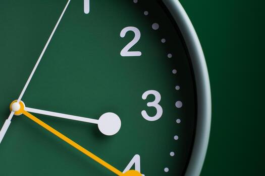 Time and the workings of time that stop. High quality studio shot of a clock. Time and time management. photo