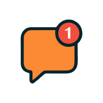 Modern Flat Design Orange Message Notification Icon One New Message Alert App Interface Element png