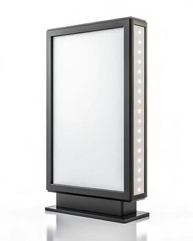 A large black box with a white light on it photo