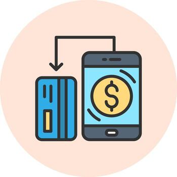 OnLine Two Colour Payment Flat UI Shape Design vector