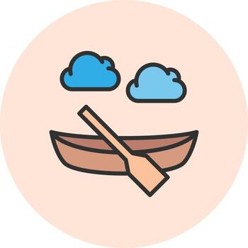 Canoe Custom Line Art Element vector