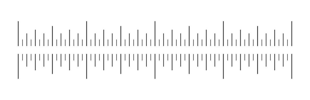 Double-sided measuring chart, ruler scale with 4 inches. Simple template of sewing tool. Length measurement distance, math, height. vector