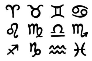 Astrology Hand drawn zodiac signs Esoteric symbol doodle set Astrology clipart Elements for design vector
