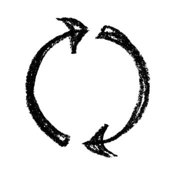 Black twenty five Hand drawn recycle arrow icon Recycling resources symbol Reuse of materials, zero waste, green environment, saving the planet vector