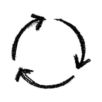 Black twenty four Hand drawn recycle arrow icon Recycling resources symbol Reuse of materials, zero waste, green environment, saving the planet vector