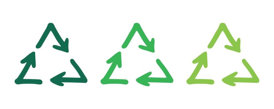 Hand drawn recycle arrow icon Recycling resources symbol Reuse of materials, zero waste, green environment, saving the planet Green twenty nine vector