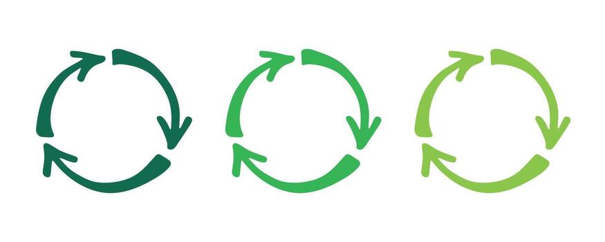 Green twenty nine Hand drawn recycle arrow icon Recycling resources symbol Reuse of materials, zero waste, green environment, saving the planet vector