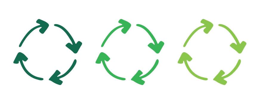 Hand drawn recycle arrow icon Green twenty eight Recycling resources symbol Reuse of materials, zero waste, green environment, saving the planet vector