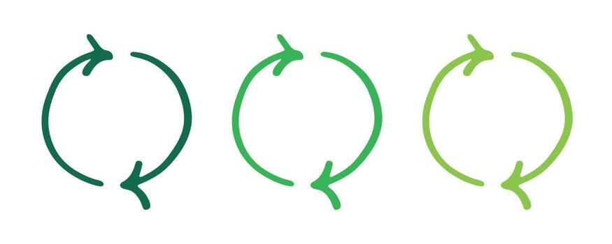 Hand drawn recycle arrow icon Green twenty two Recycling resources symbol Reuse of materials, zero waste, green environment, saving the planet vector