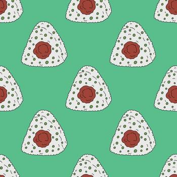 sin costura modelo con onigiri para decorativo imprimir, envase papel, menú, fondo de pantalla y tela veinte cuatro vector