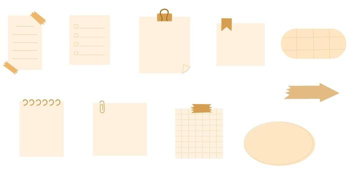 Collection of memo frame, note paper and planner sheets for journaling and daily organization vector
