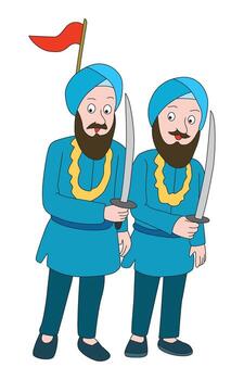 Two chieftains stand with sword in hand vector