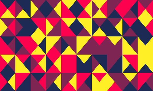 A colorful geometric pattern with red, yellow and blue triangles vector