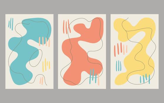 Abstract shapes in pastel colors create a modern design vector