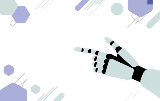 A robot hand points towards the empty space vector