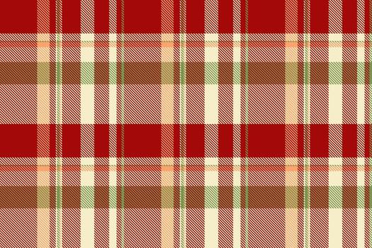 Woven plaid fabric check, vivid texture pattern . Drapery textile tartan background seamless in red and light colors. vector