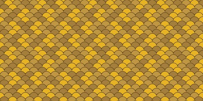Elegant, repeating geometric pattern featuring overlapping scales in gold and brown hues. vector
