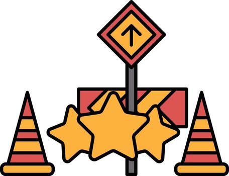 A sign with a star and a red arrow pointing up vector