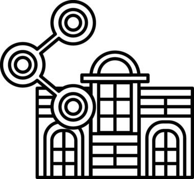 A building with three circles on it vector