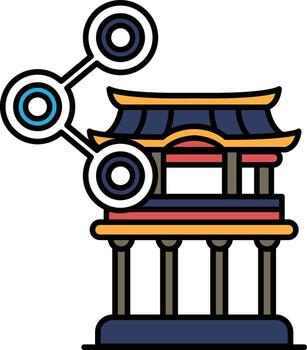 A building with a lot of circles on it vector