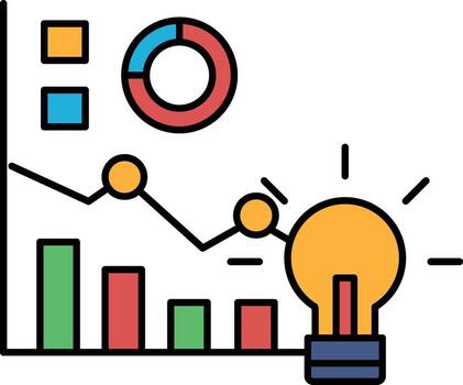 un grafico con un ligero bulbo en parte superior de eso vector