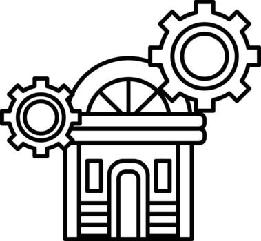 A building with a large window and a small door vector