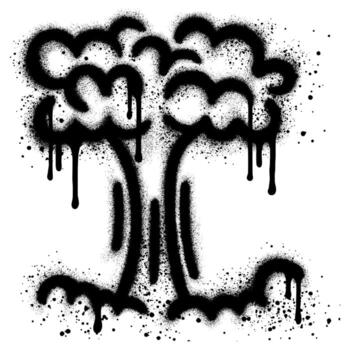 Radial explosion graffiti. Exploding bursts, round explosions cloud and exploded bomb effect with black spray paint. EPS 10. vector